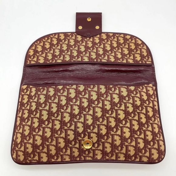 Auth Dior 30 Montaigne Trotter Canvas Bordeaux Clutch - Picture 8 of 12